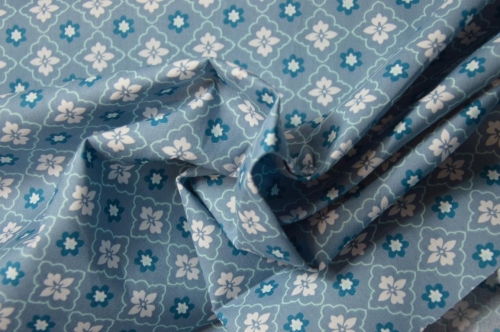 Baumwolle "Sunday" Blumen Muster blau